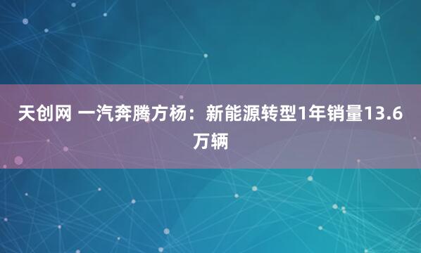 天创网 一汽奔腾方杨：新能源转型1年销量13.6万辆