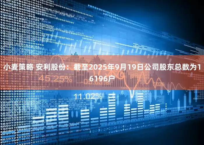 小麦策略 安利股份：截至2025年9月19日公司股东总数为16196户