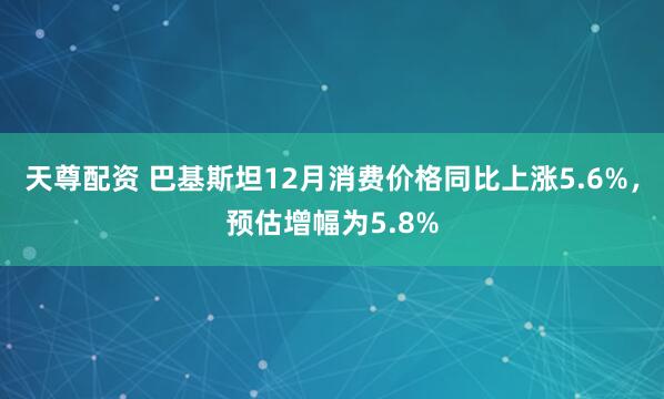 天尊配资 巴基斯坦12月消费价格同比上涨5.6%，预估增幅为5.8%